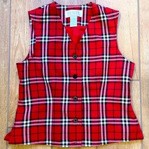 Petite Sophisticate Vintage Plaid Vest; size 0